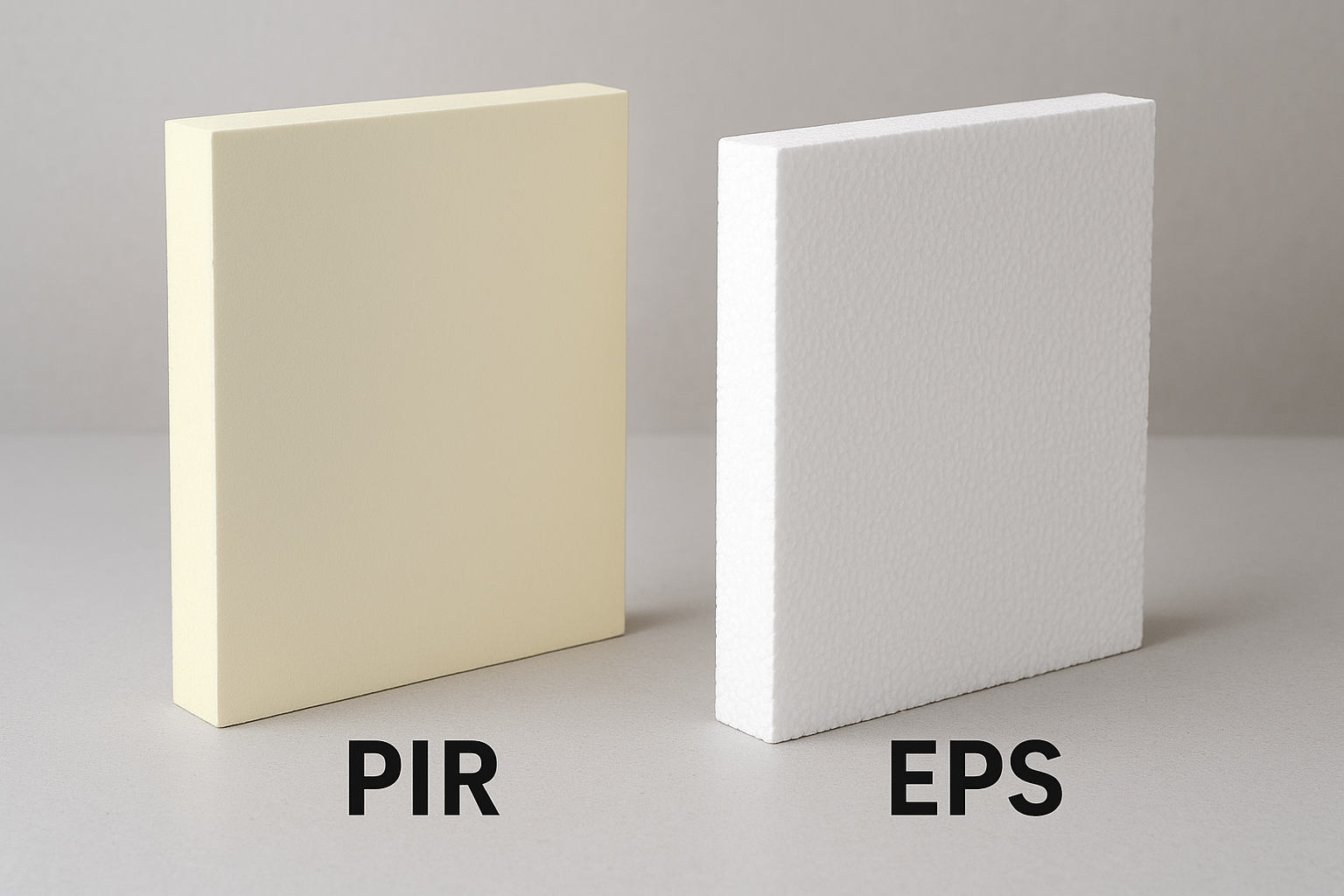 Comparativo visual entre painéis de PIR e EPS